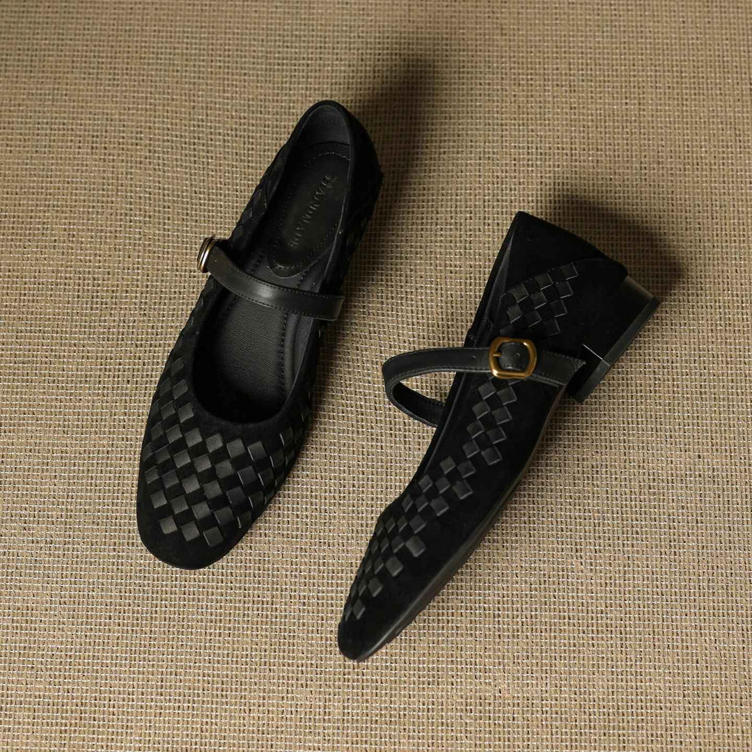 Emilia Woven Mary Janes Flats