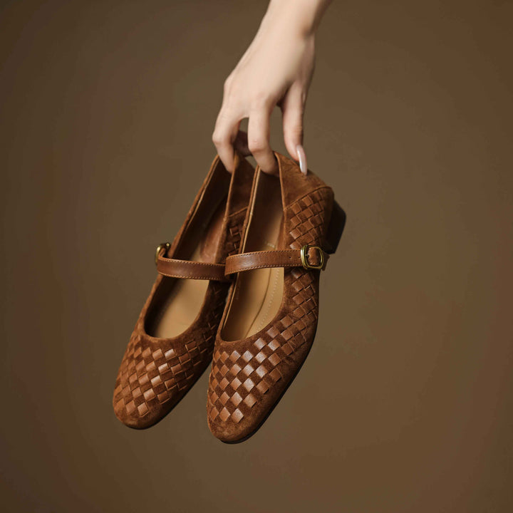 Emilia Woven Mary Janes Flats