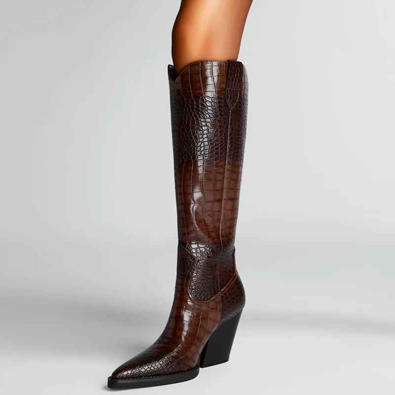 Savannah Croc Leather Boots