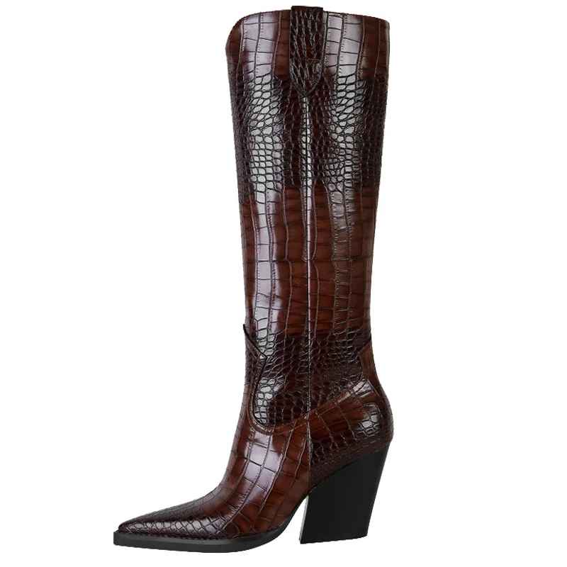 Savannah Croc Leather Boots