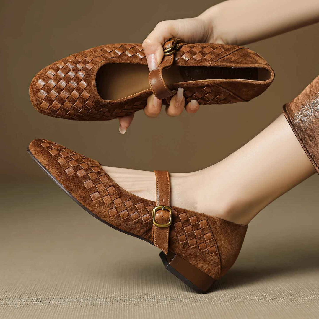 Emilia Woven Mary Janes Flats