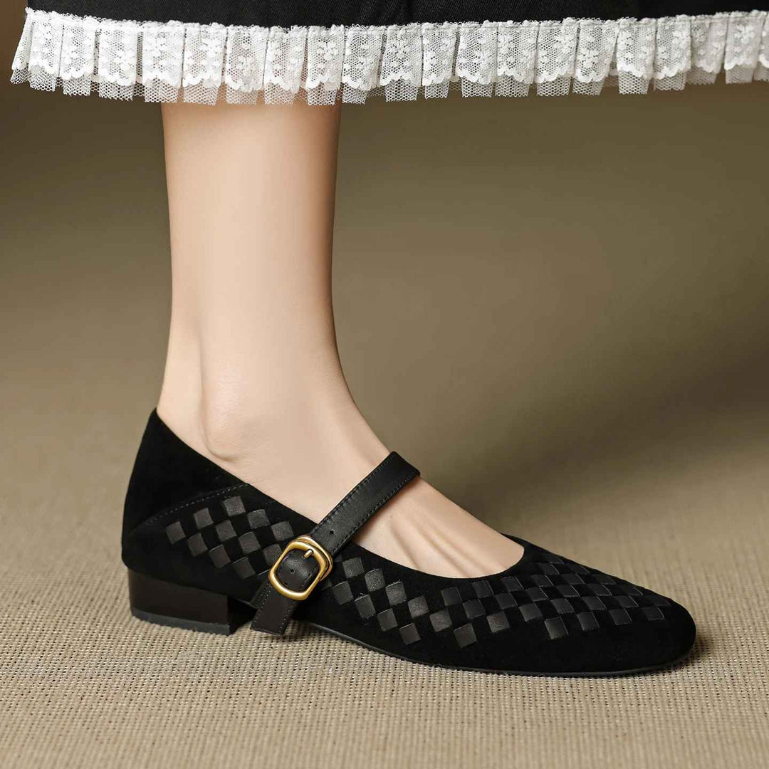 Emilia Woven Mary Janes Flats