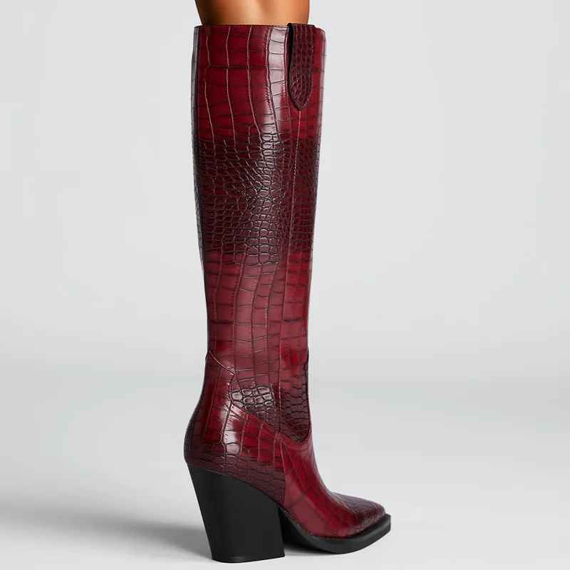 Savannah Croc Leather Boots