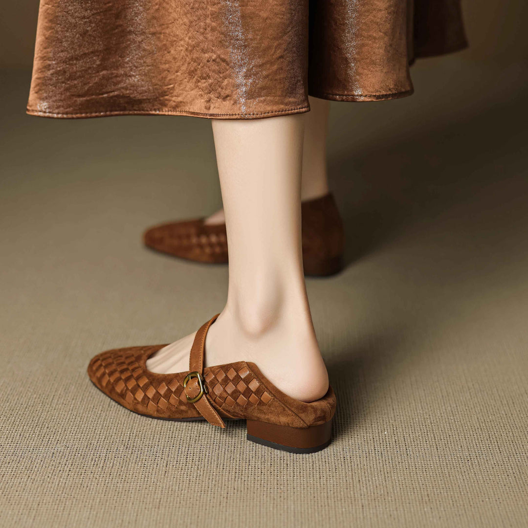 Emilia Woven Mary Janes Flats
