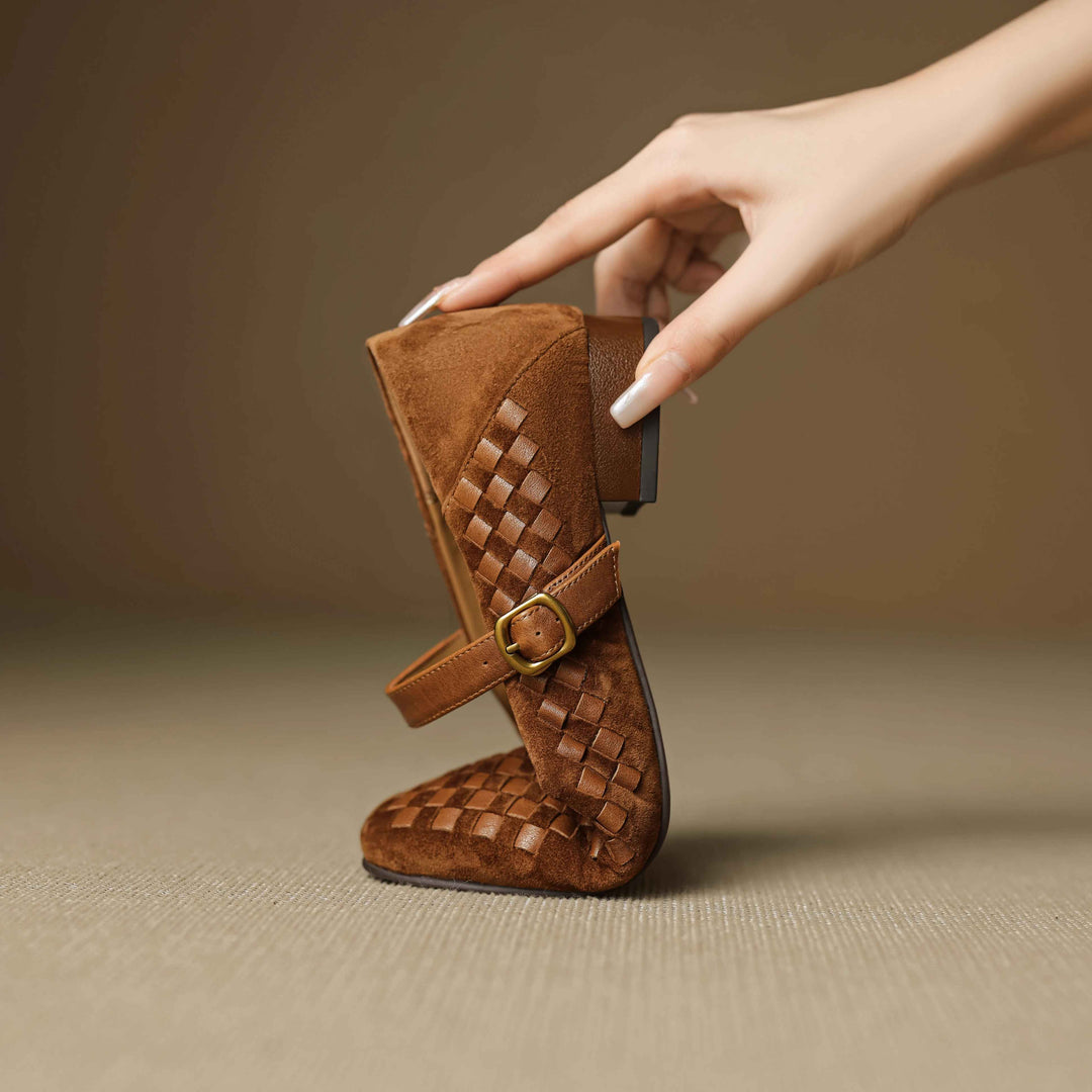 Emilia Woven Mary Janes Flats
