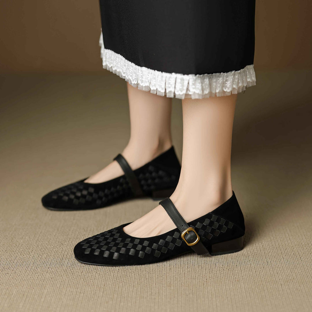 Emilia Woven Mary Janes Flats