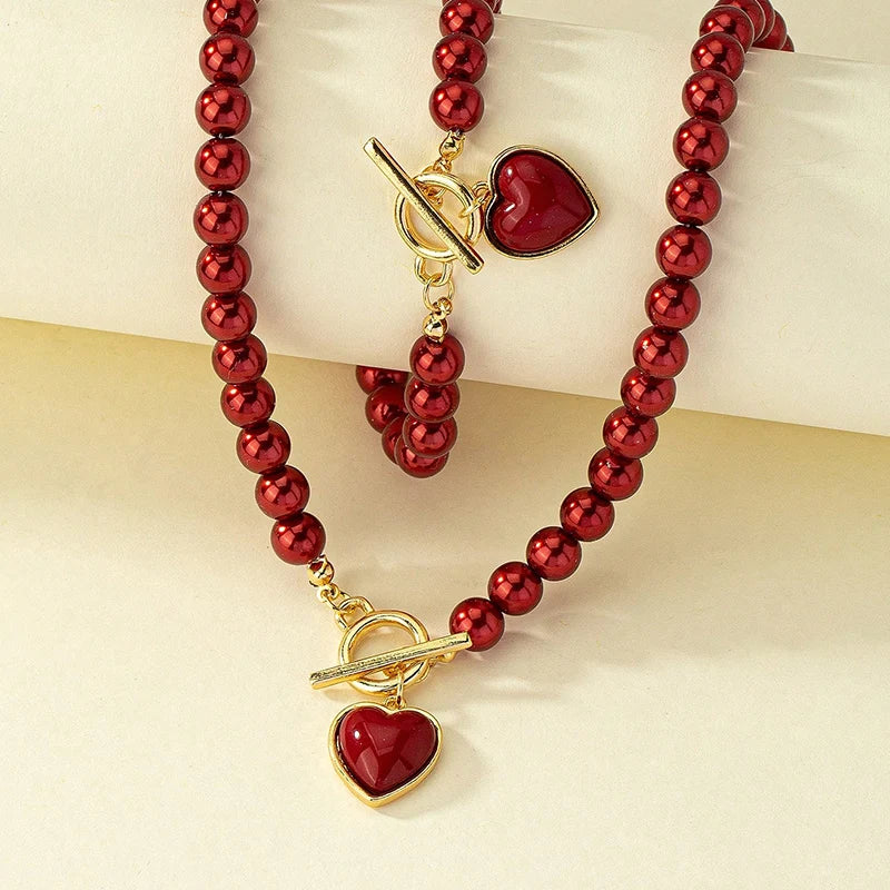 Scarlet Heart Necklace Set
